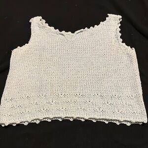 Boston Proper Cream Ribbed Cropped Tank Top